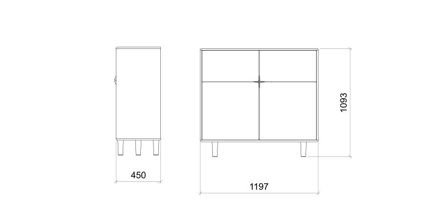 Highboard 2-deurs - Theuns Eiken meubels